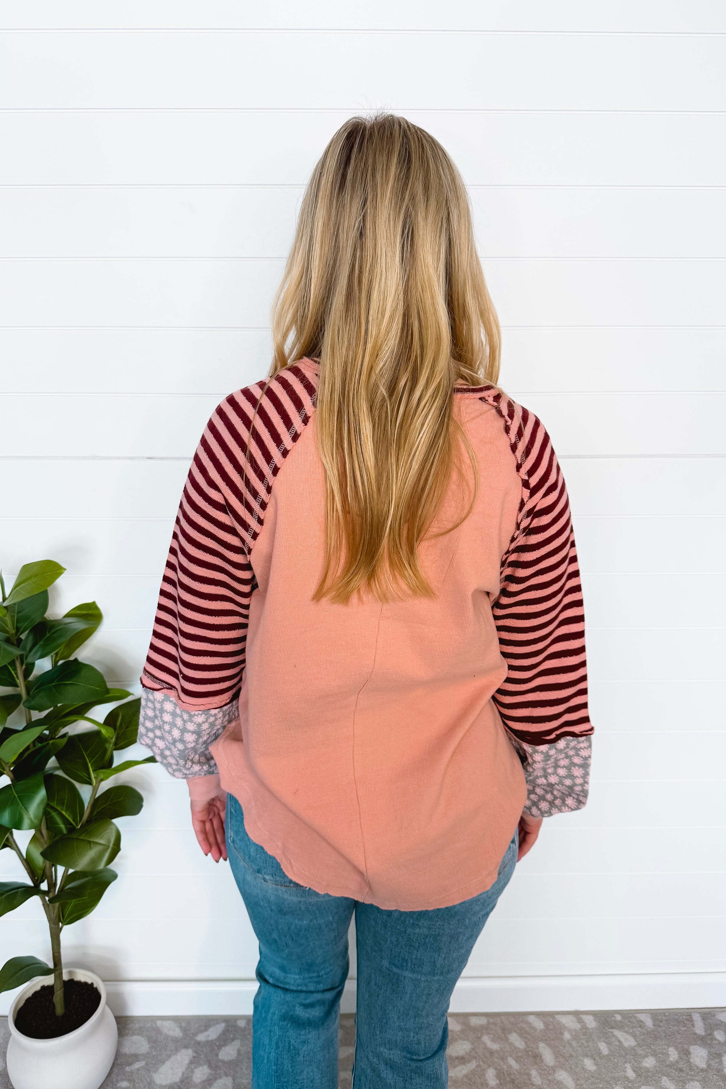 Keepin' It Casual Split Neck Top - Blush