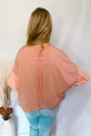 Blushing Babe Contrast Bubble Sleeve Top - Blush