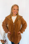 Cuddle Me Zip-Up Sherpa Jacket - Brown
