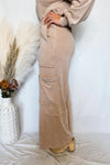Crisp Leaves Wide Leg Mineral Washed Pants - Taupe