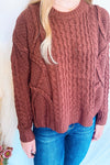 Chocolate Kisses Cable Knit Sweater - Brown