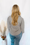 Charm And Chic Striped Button Down Top - Black/Ivory