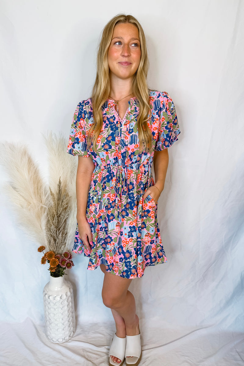 Sunny Villa Floral Mini Dress - Pink/Multi
