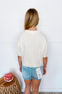 Simple Staple Button Down Knit Top - Cream