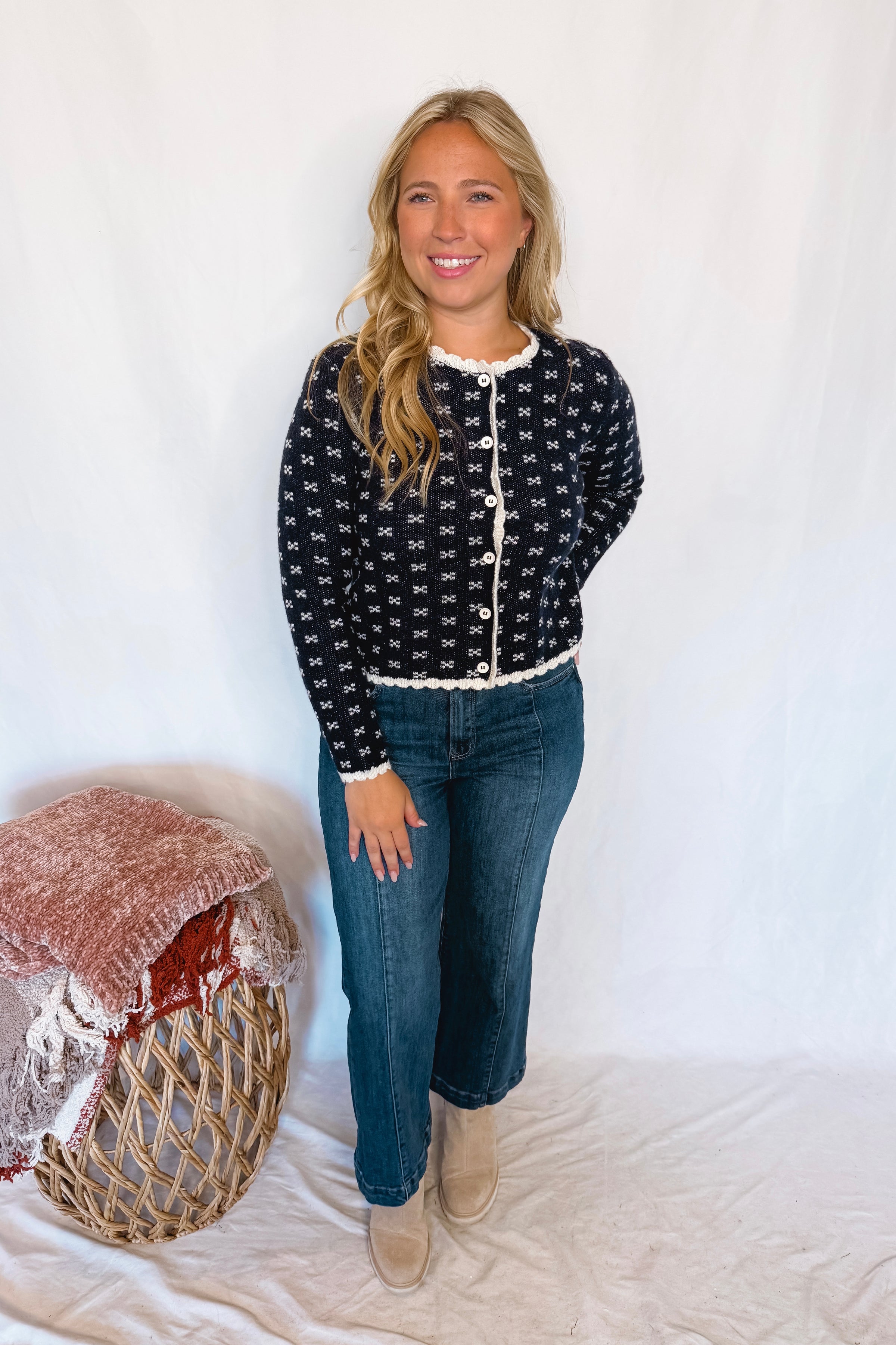 Perfectly Pretty Knit Button Cardigan - Navy