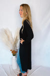 Gertie Ribbed Open Front Cardigan - Black
