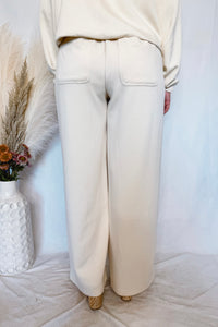 Level Up Wide Leg Scuba Pants - Cream