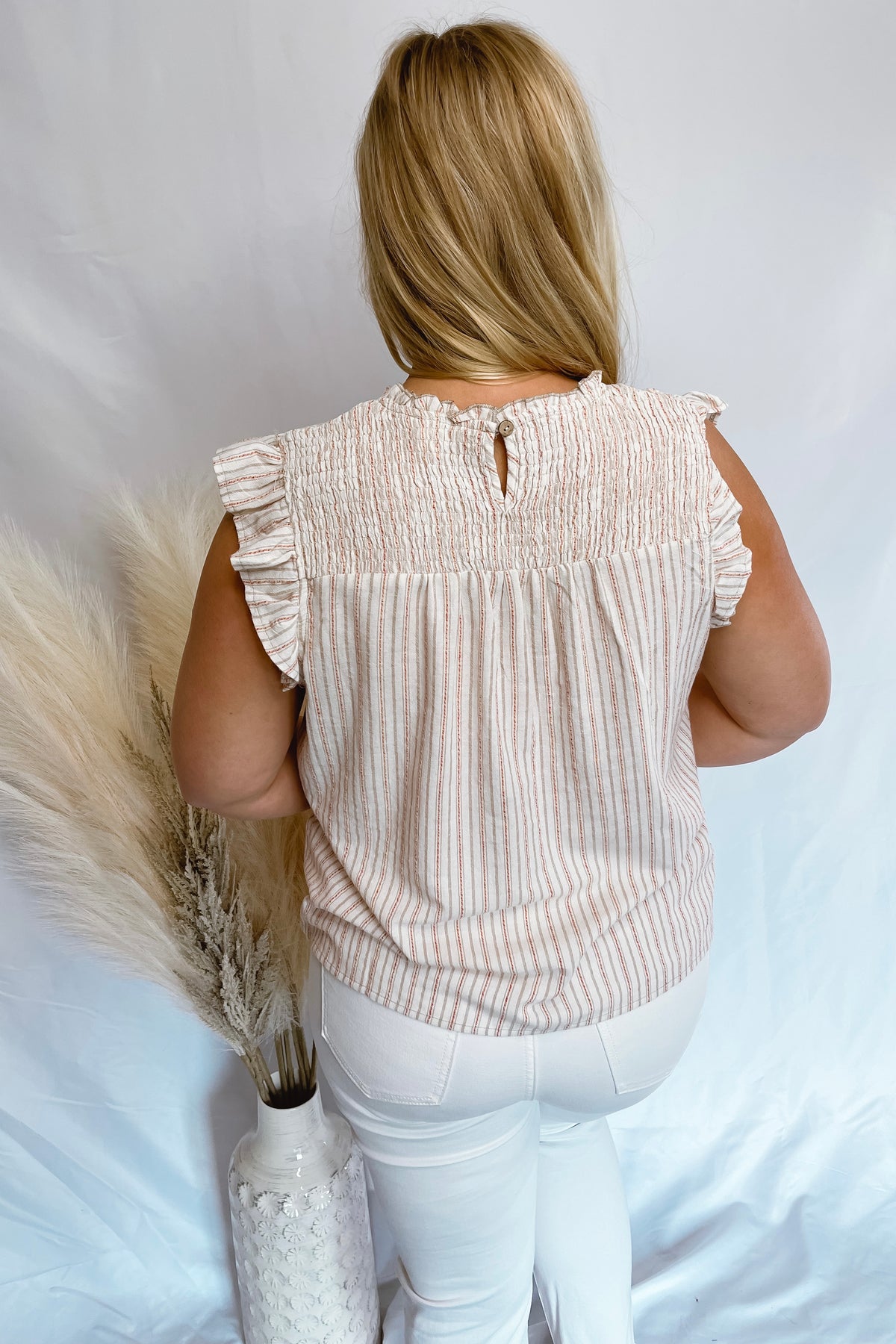 Reserved For Fun Natural Stripe Smock Top