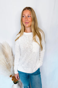 Cooler Nights Lightweight Knit Sweater - White