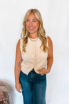 Eyes On You Button Front Knit Sweater Vest - Cream
