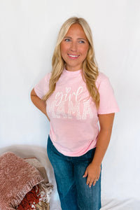 Girl Mama Cheetah Graphic Tee - Pink
