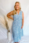 Stay Spirited Blue Floral Tiered Maxi Dress