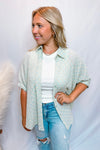 Picking Daisies Oversized Button Down Top - Light Blue