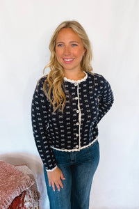Perfectly Pretty Knit Button Cardigan - Navy
