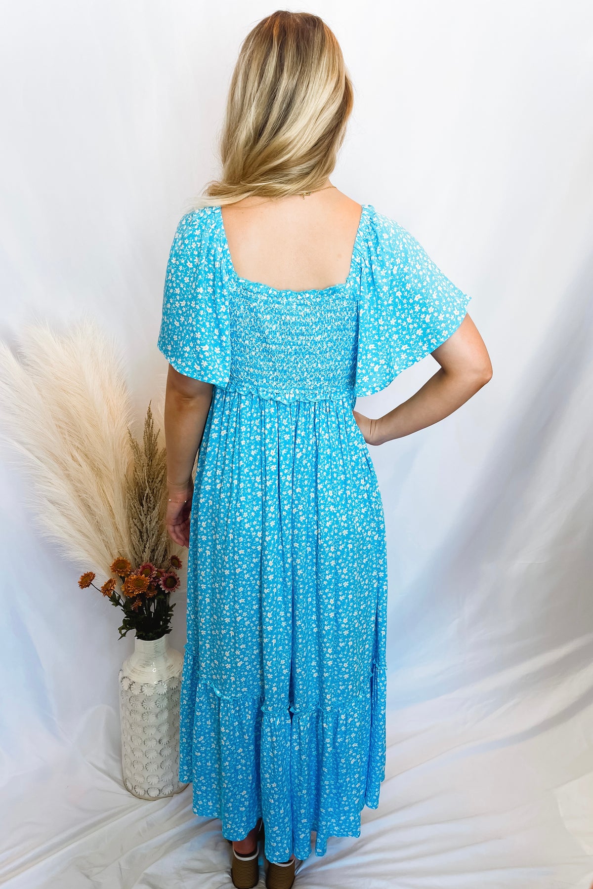 Bring On The Sunshine Floral Maxi Dress - Blue