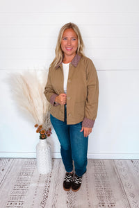 Loving Fall Plaid Collar Jacket - Tan
