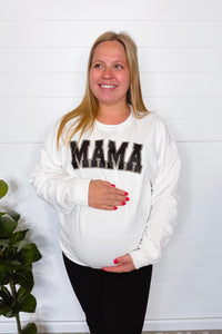 Mama Cheetah Graphic Crew Neck - White