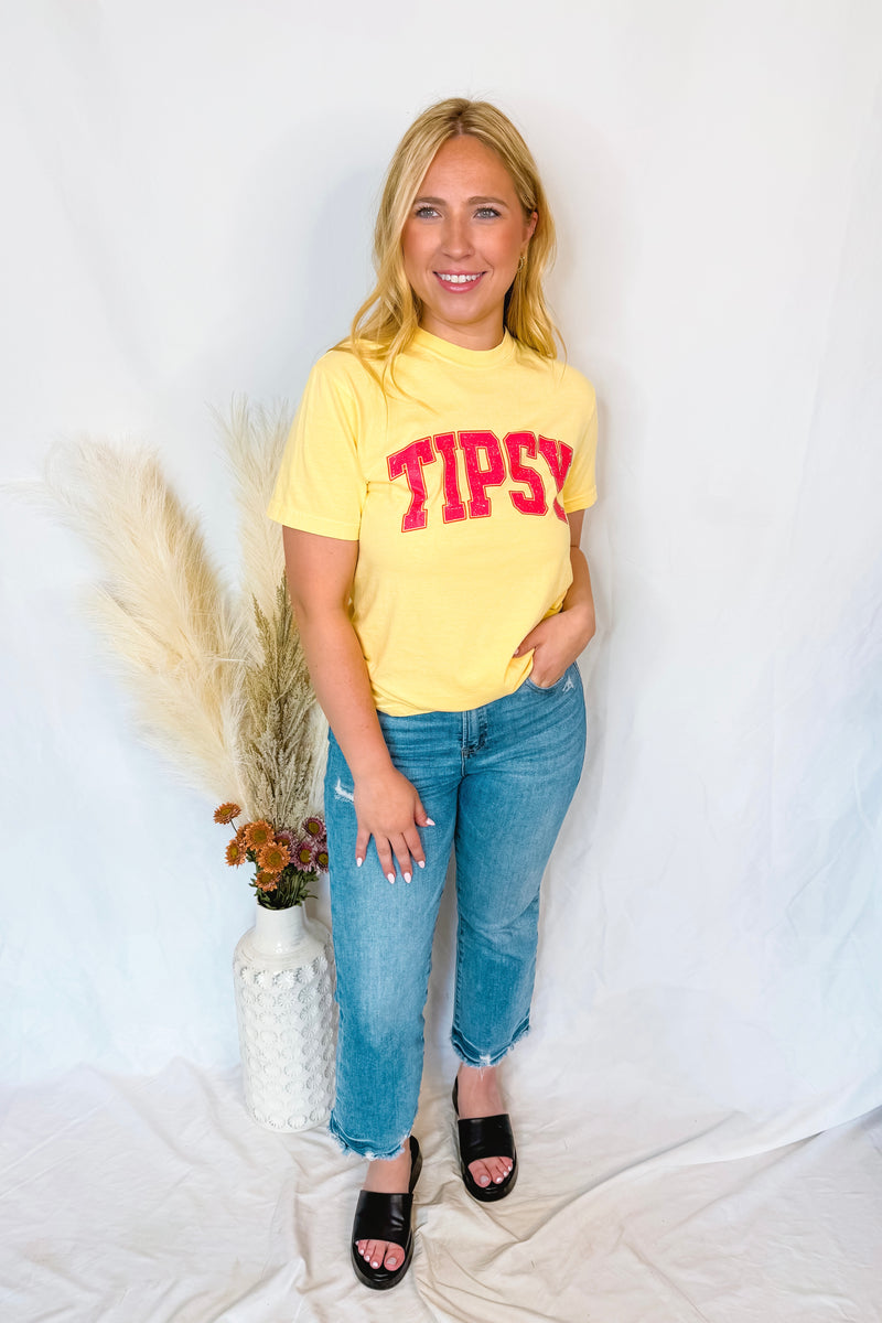 Tipsy Graphic Tee - Yellow