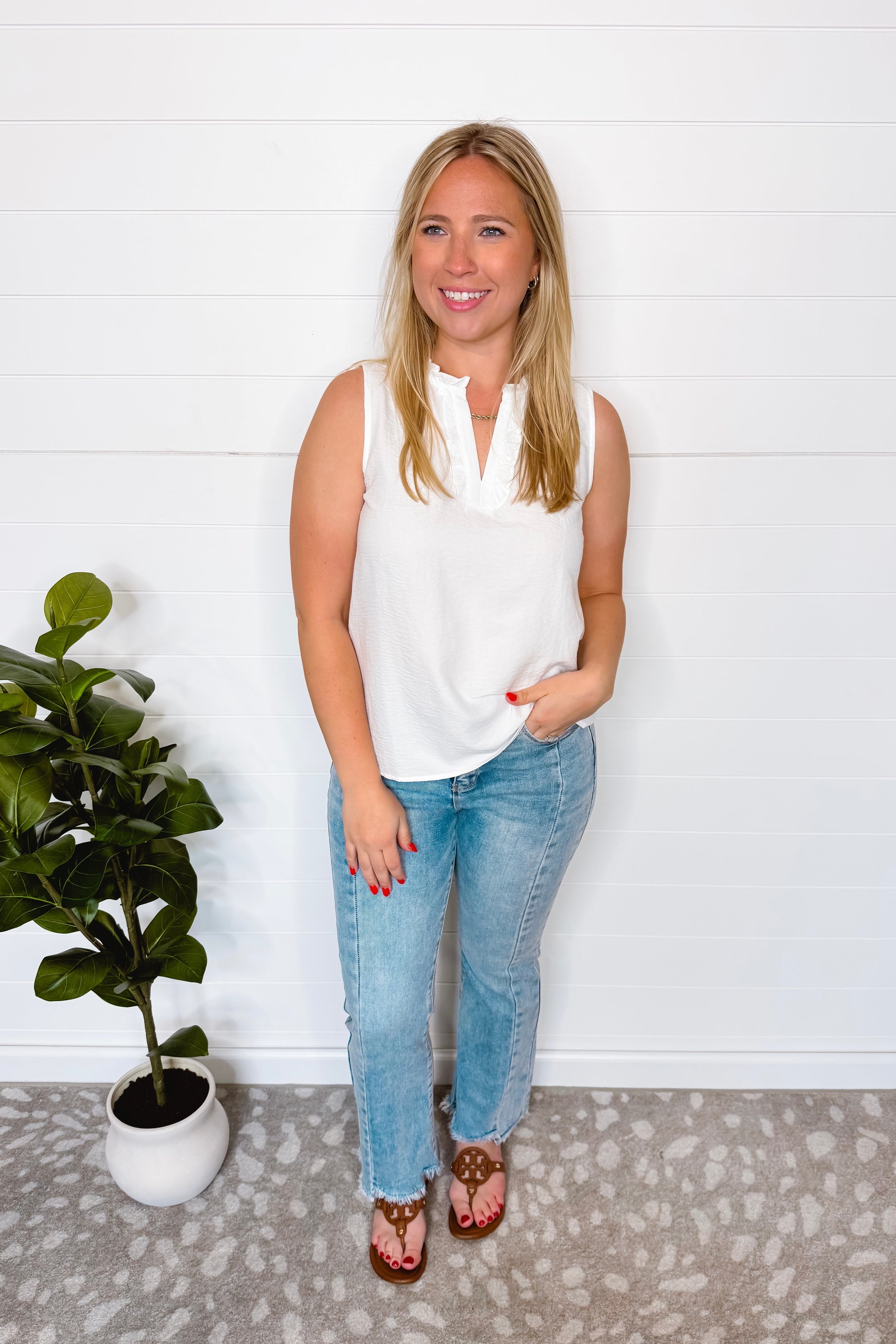 Fresh And Frilly Ruffle Trim Blouse - White