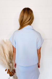 Sporty Spice Scuba Luxe Quarter Zip Top - Light Blue