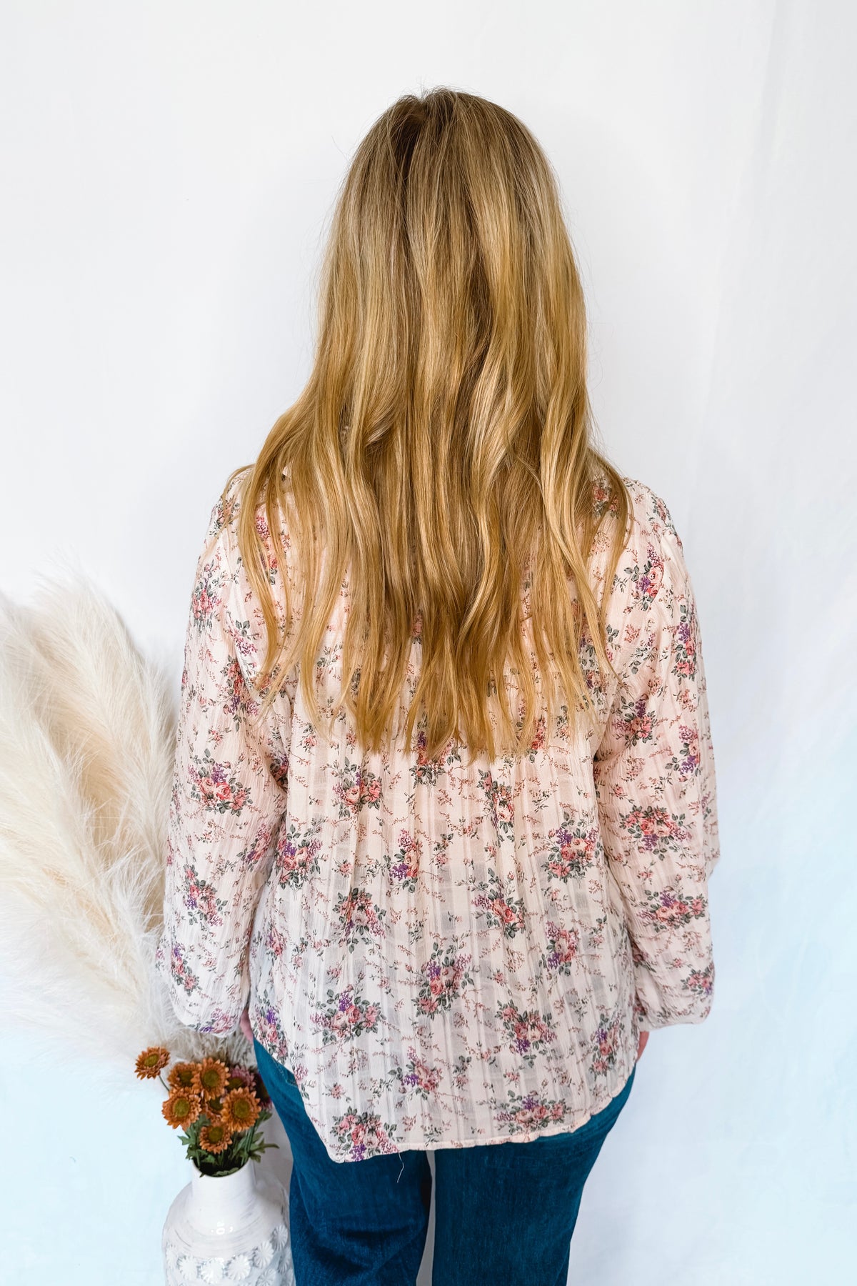 Floral Fields V-Neck Blouse - Ivory