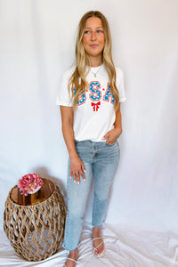 Patriotic USA Graphic Tee - White