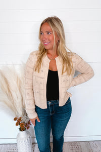 First Choice Textured Open Front Cardigan - Natural