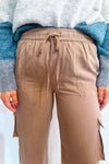 Weekend Vibe Drawstring Wide Leg Cargo Pants - Hazelnut