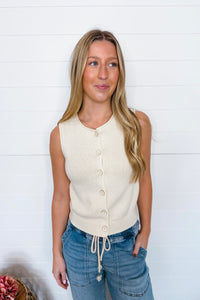 Easily Styled Knit Vest Top - Cream