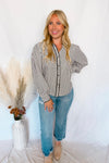 Charm And Chic Striped Button Down Top - Black/Ivory