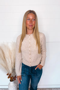 Victoria Lightweight Button Sweater - Oatmeal