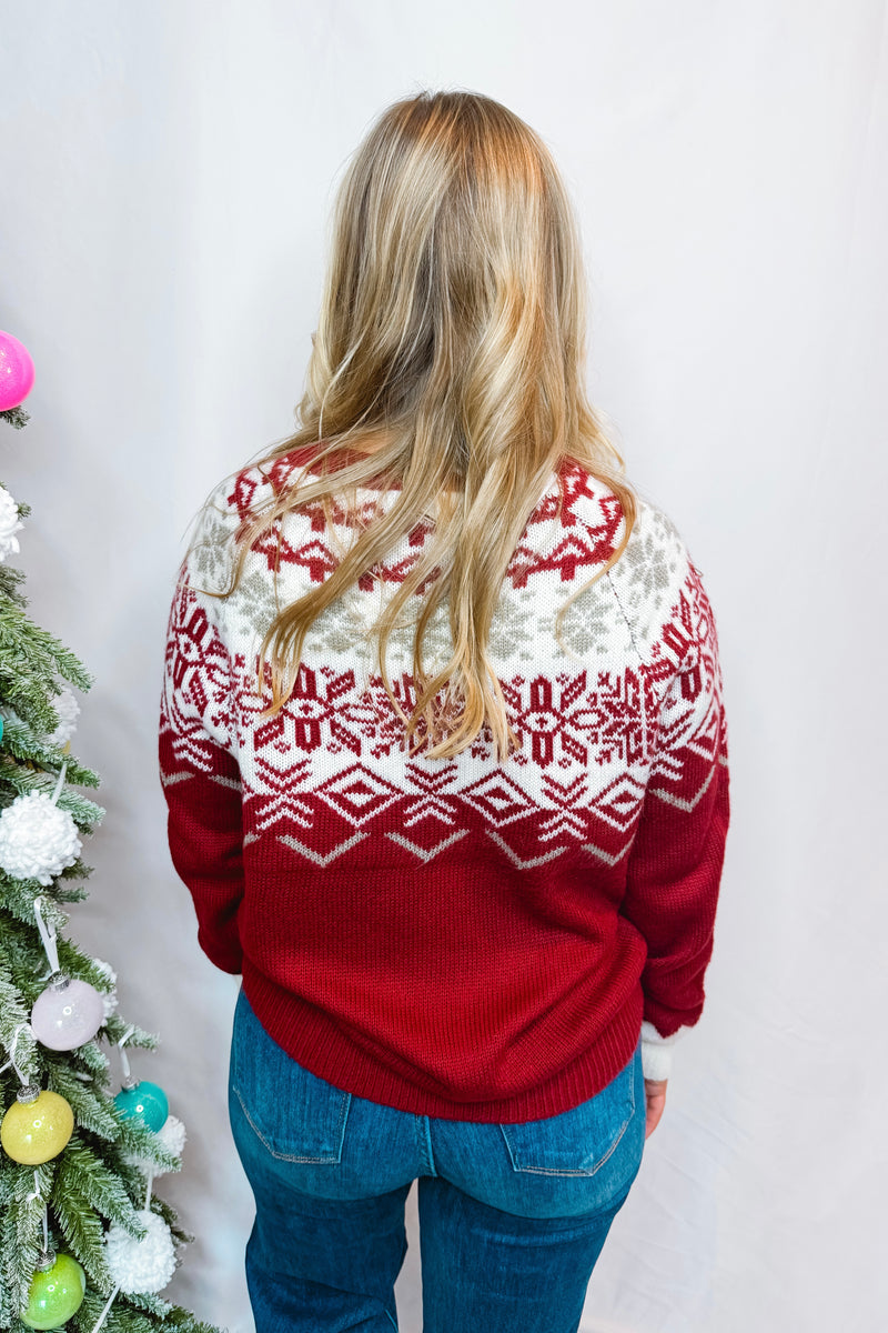 First Snowfall Crew Knit Sweater - Merlot