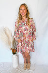 Rosewood Fields Paisley Mini Dress - Apricot Multi