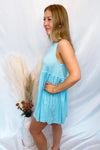 Coastal Breeze Ruffle Mini Dress - Light Blue