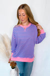 Bailey Striped Oversized Knit Top - Lavender/Pink