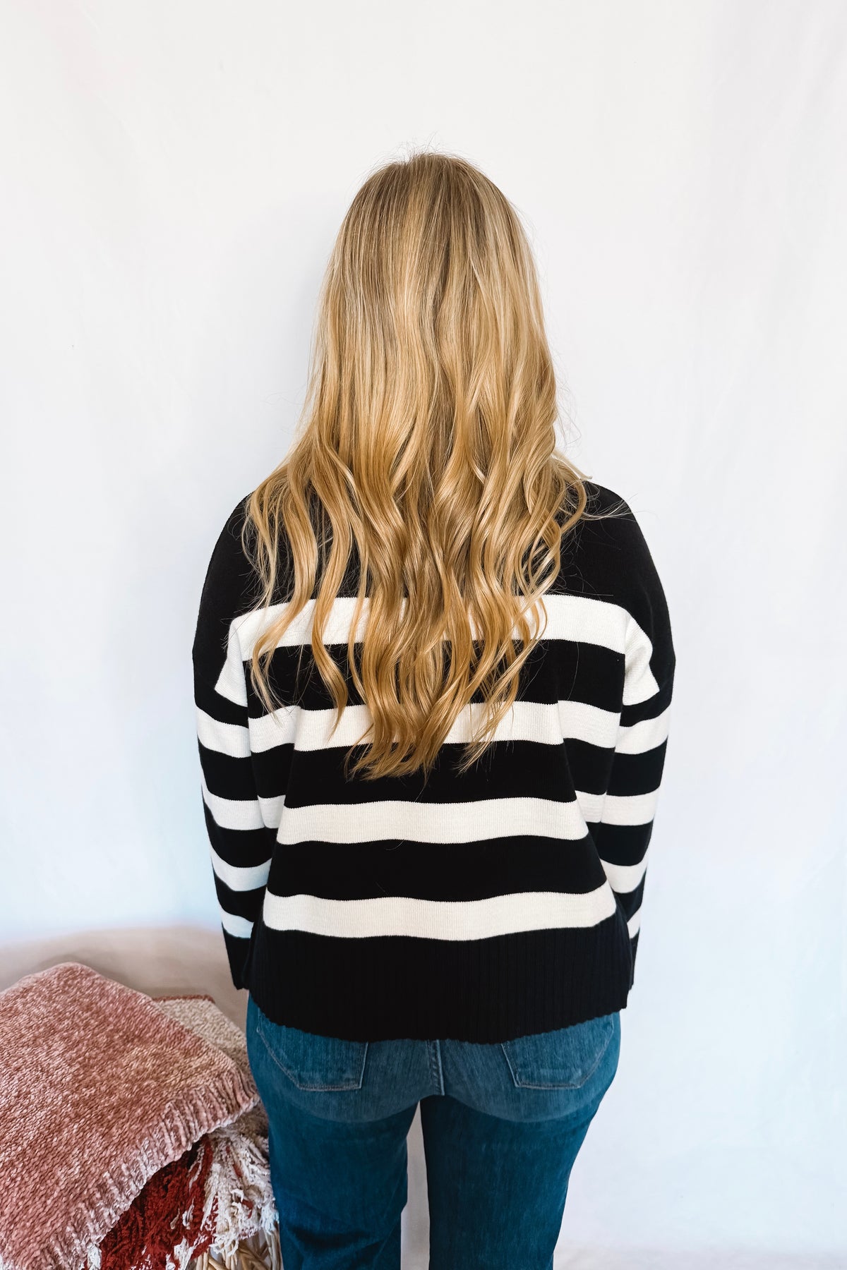 Warm Welcome Striped Sweater - Black/Cream