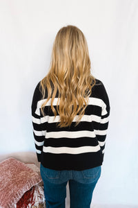 Warm Welcome Striped Sweater - Black/Cream