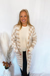 Keep It In Check Open Cardigan - Tan/Ivory