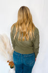 Cherished Moment Open Knit Zip Up - Olive