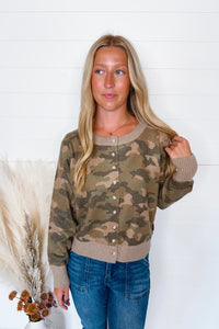 Adventure Seeker Button Cardigan - Camo