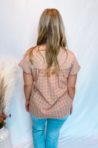 Simple Style Contrast Top - Dusty Mauve