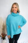 Ticket To Cozy Brushed Turtleneck Pullover - Blue