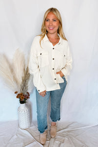 Cozy Mindset Waffle Knit Button Down - Ivory