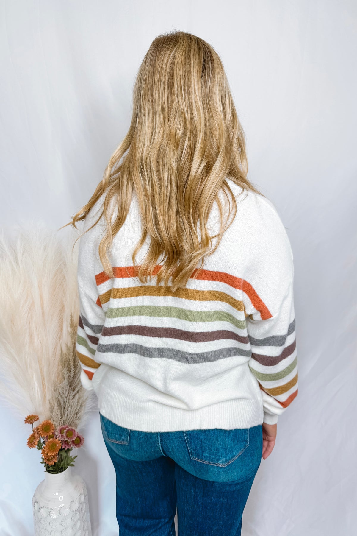 Autumn Chill Striped Sweater - Ivory/Multi