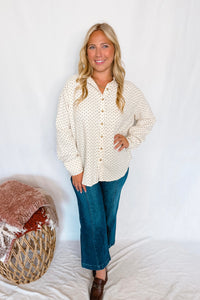 First Pick Floral Button Down Top - Natural