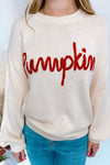 Pumpkin Embroidered Crew Neck Sweater - Ivory