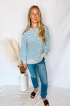 Bailey Striped Oversized Knit Top - Blue/Ivory