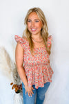 Brighter Days Smocked Floral Tank - Coral