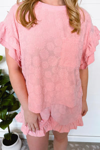 Pink Flirt Daisy Top and Short Set - Pink