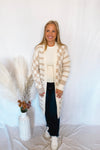 Keep It In Check Open Cardigan - Tan/Ivory